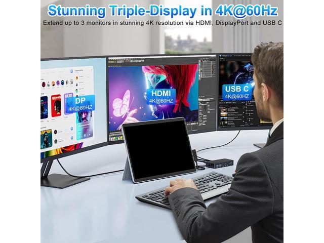 Surface Dock Station, 12 in 1 Surface Pro Docking Station 4K@60Hz Triple Display HDMI+USB C+DisplayPort for Surface Pro...