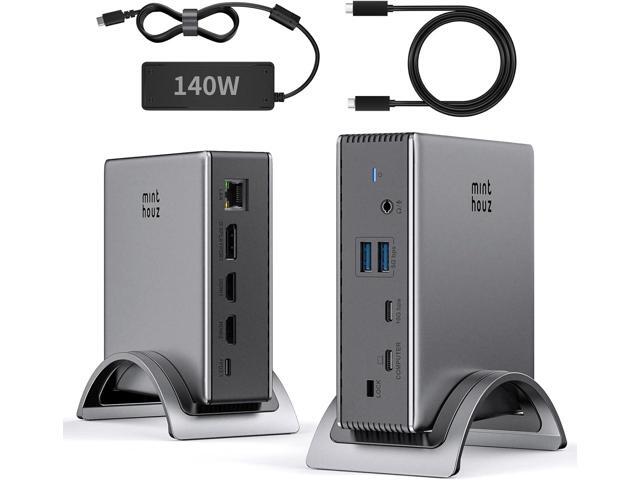 USB C Docking Station, Minthouz PD3.1 Docking Station 3 Monitorswith 4K@144Hz 2*HDMI+DP 140W PD Charge,USB-C 10Gb,2*USB-A 5Gbps, Gigabit Ethernet,...