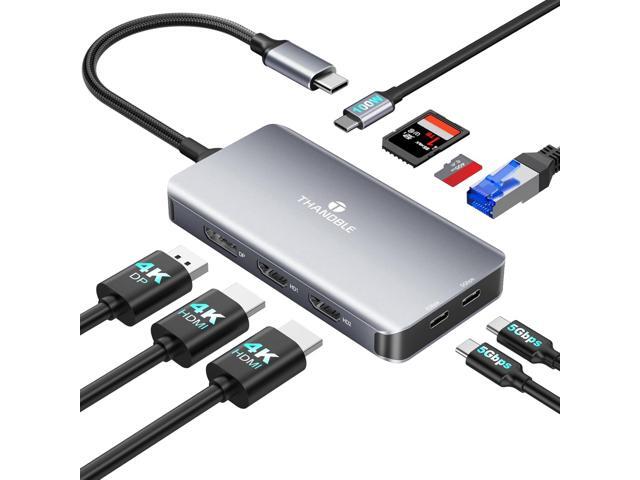 USB C Docking Station Dual Monitor, 9 in 1 Laptop Docking Station Triple Monitor, 4K@60Hz USB C Hub Dual HDMI and DisplayPort, 1000Mbps LAN, 5Gbps.