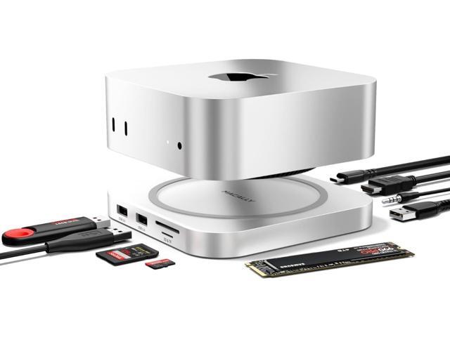 Macally Mac mini M4 Dock and Stand, Mac mini M4 Hub with M.2 NVMe Enclosure, 4K HDMI 60hz, 3 USB A,10Gbps USB C Data Port, SD Card Reader, 3.5mm...