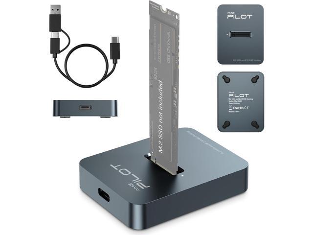 M.2 NVMe & SATA to USB C Docking Station, M.2 SSD to USB A C Reader Adapter for Both M.2 (M Key, B+M Key) NVMe and SATA NGFF SSD Dock, Size for...