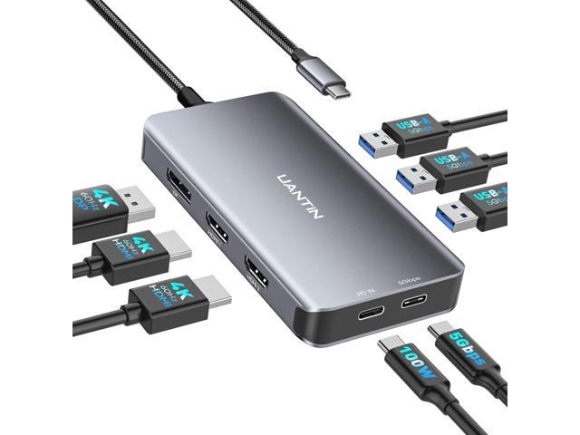 USB C Docking Station Dual Monitor Adapter for Laptop, 8-in-1 Docking Station for 3 Monitors, 4K@60Hz USB C Dock Dongle with 2 HDMI+DP, 5Gbps USB A...