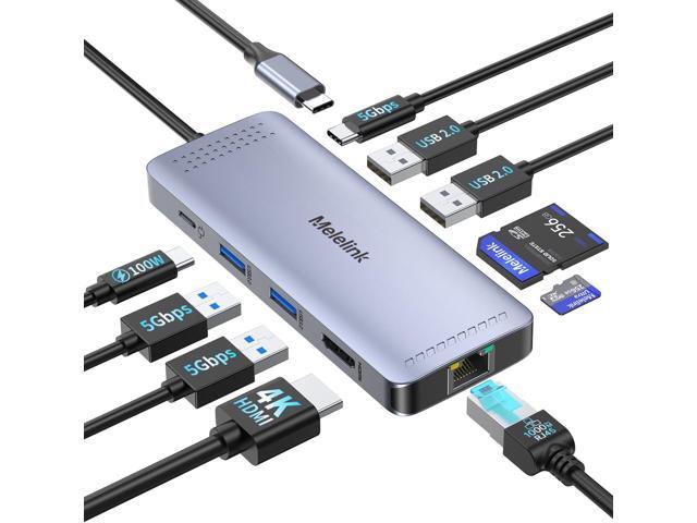 USB C Hub Ethernet, 10 in 1 USB-C to HDMI 4K@60 Adapter with Gigabit Ethernet, 100W PD, USB-A & C Data Ports and SD/TF Slot, USBC Dock MultiPort...