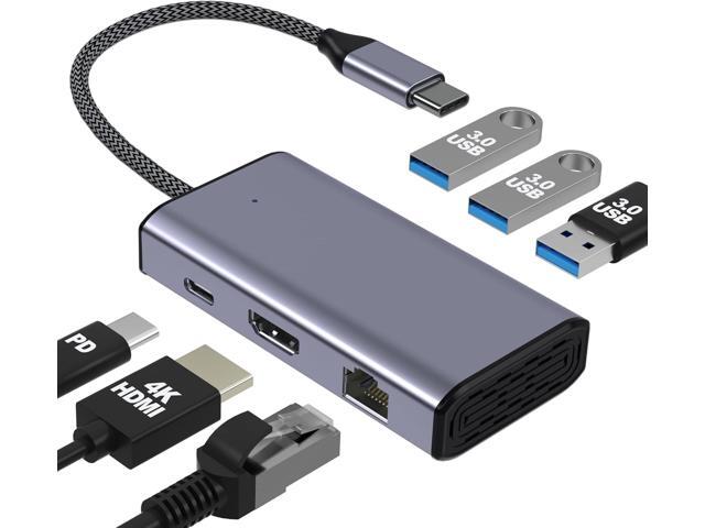 USB C to Ethernet Adapter, 6-in-1 USB to HDMI Dock for iPhone 16 Pro/Pro Max, Chromebook, Dell XPS, HP and Type C Devices, USB-C HUB (1Gbps...