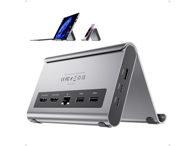 USB C Docking Station Dual Monitor, PULWTOP Laptop Dock for Windows, Laptop Docking Staion Stand with 2xHDMI 4K,3xUSB-C/A 10Gbps,2xUSB-A...