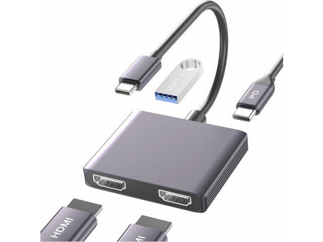 Dual Monitor Adapter - USB C to HDMI Adapter, Docking Station for Laptop, HDMI Splitter for Extended Display