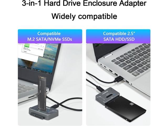 AOKO NVMe to USB 3.2(10Gbps) SSD Reader Docking Station Portable M.2 SSD to USB Adapter External NVMe SSD Enclosure for M.2 PCIe NVMe and M.2 SATA...