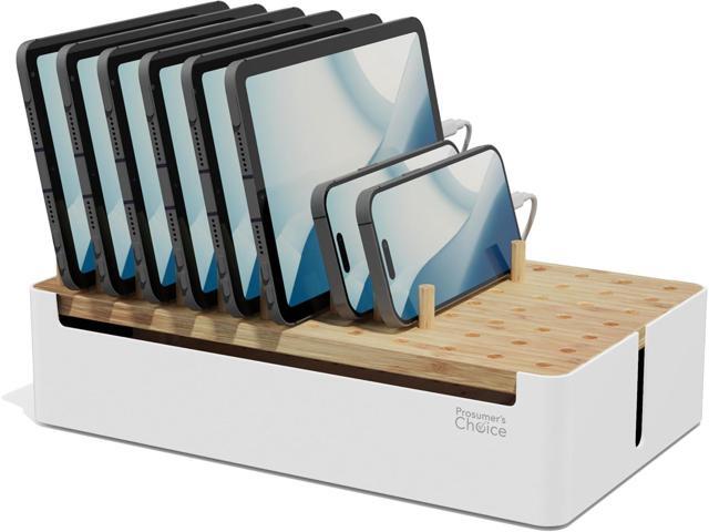 Prosumers Choice Bamboo Charging Station for Multiple Devices - Wooden Charger Organizer with Removable Dividers for Phones, Tablets, and Laptops -...