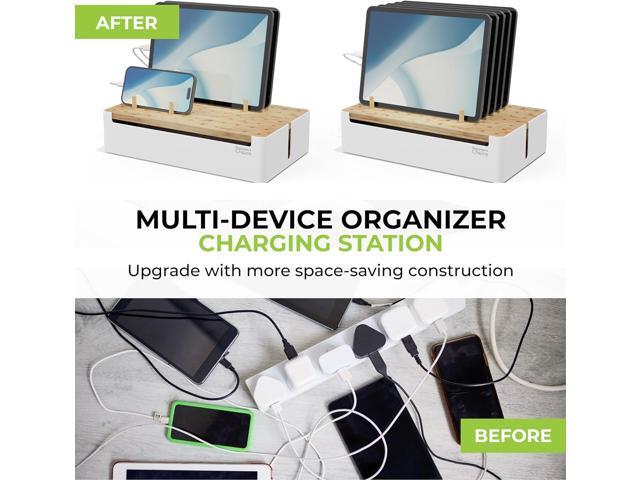 Prosumers Choice Bamboo Charging Station for Multiple Devices - Wooden Charger Organizer with Removable Dividers for Phones, Tablets, and Laptops -...