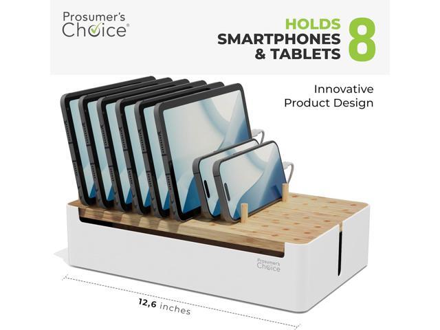 Prosumers Choice Bamboo Charging Station for Multiple Devices - Wooden Charger Organizer with Removable Dividers for Phones, Tablets, and Laptops -...