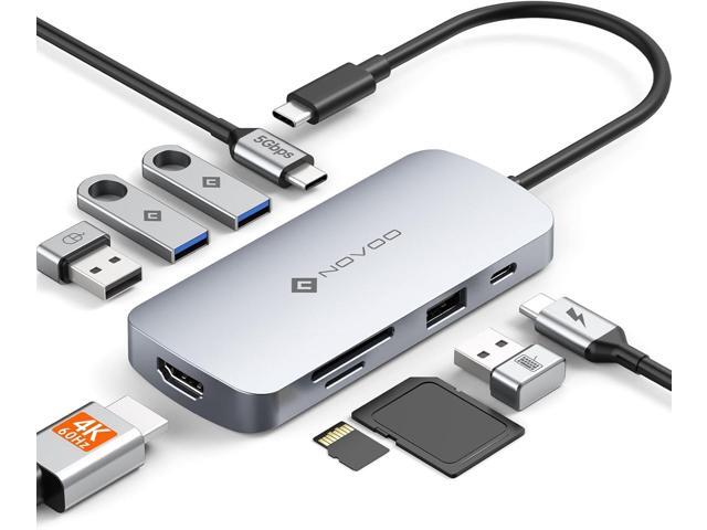 USB C Hub, 9 in 1 USB C Multiport Adapter with 4K@60Hz HDMI, 5 USB Ports, 100W PD, SD/TF USB C Adapter, USB C to HDMI Adapter, USB C Dock for...