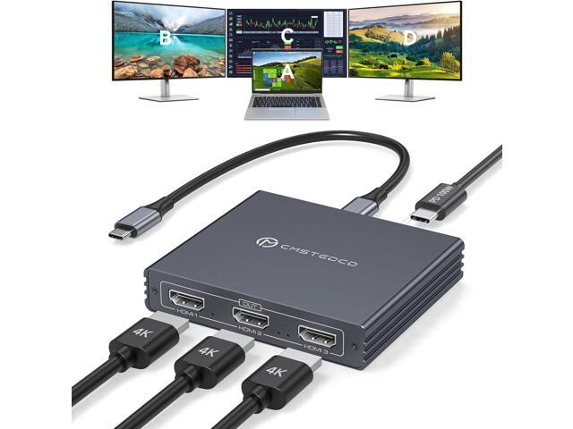 USB C to 3 HDMI Adapter 4K60Hz HDMI Splitter Extended Display 3 Monitors MST HUB USBC Splitter 1 in 3 Out with 100W PD Charging, Compatible with.