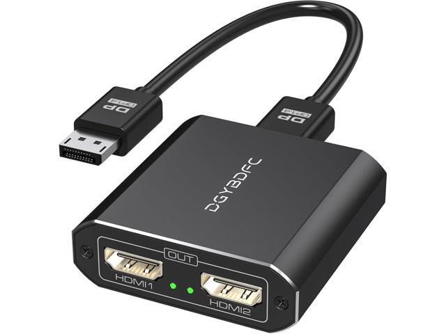 DisplayPort to Dual HDMI Adapter 1 in 2 Out, 4K60Hz Display Port DP 1.4 to 2 HDMI Splitter for PC Graphics Card Monitor Supports Windows Extended...
