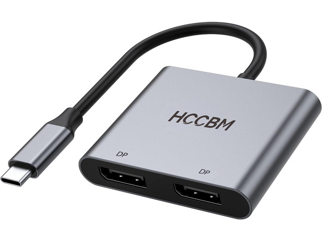 USB C to Dual DisplayPort(DP) Adapter Splitter 8K, Dual Monitor Adapter for Dell HP Surface Laptops,Type C to 2 DP Hub Dongle 8K@30hz/ 4K@144HZ