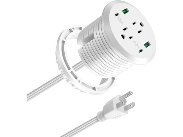 Desktop Power Grommet 3-inch Hole,40W Total Fast Charging Station, 2 PD 20W USB C Port,Flush-Mount Recessed Power Strip, 2 AC Outlets,4 USB...