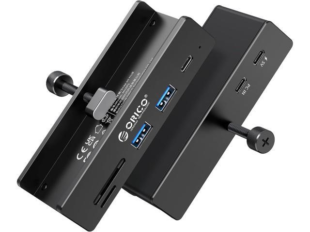 ORICO USB Hub 3.2, Clamp USB-Hub with Extra Power Supply Port, 10Gbps Aluminum 5-Port USB Extender with 2 USB-A 3.2 Ports, USB-C 3.2, SD/TF Card...