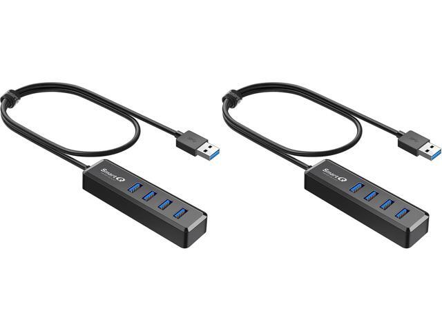 SmartQ H302S USB 3.0 Hub, 4-Port USB Expander with 2ft Long Cable, High-Speed Data Transfer, Compatible with Laptop, PC, Mac, Printer, External HDD...