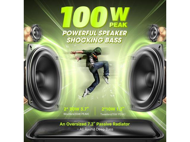 W-KING Portable Loud Bluetooth Speaker Wireless, 100W Max IPX6 Waterproof Outdoor Speaker Subwoofer, 60W Exlarge Passive Radiator- All-Round Rich...
