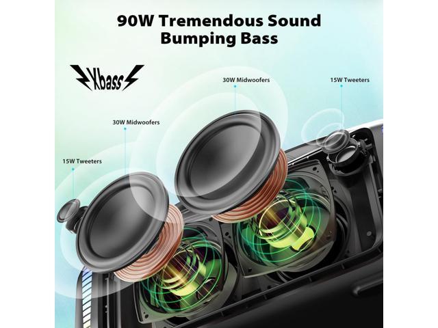 Tribit StormBox Blast Portable Bluetooth Speaker, (140W Peak) 90W Loud Stereo Sound with 30H Playtime, IPX7 Waterproof, LED Light, Wireless, XBass,...