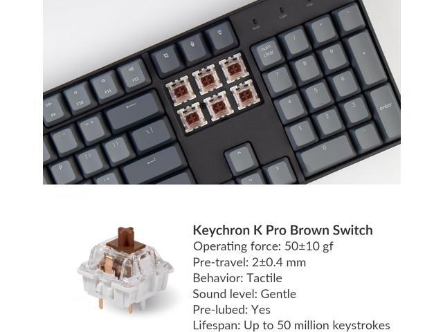 Keychron K10 Full Size 104 Keys Bluetooth Wireless Mechanical Gaming Keyboard for Mac Windows K Pro Brown Switch, Multitasking/White LED...