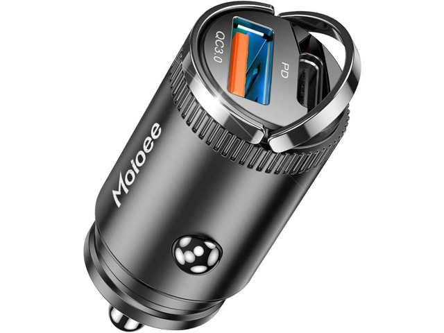 USB C 60W Car Charger Fast Charge, 30W PD& 30W QC3.0 Fast Charge with Metal Body, Flush Fit Pull Ring Style Universal for iPhone 13/13 Pro/12/12...
