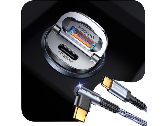 MRGLAS 125W Fast iPhone 17/16 Car Charger with USB C Cable PD65W & QC65W, All Metal, Flush Fit, Cigarette Lighter USB Adapter for iPhone 17 16...