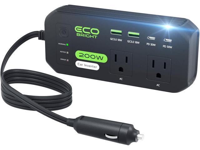 200W Car Power Inverter, DC 12V to 110V AC Car Charger Adapter with Fast Charging [30W USB-C]/18W USB-QC 3.0, Car Plu Adapter Outlet Charger for.