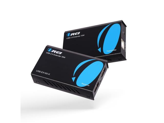 OREI USB Over Cat5e/6 Extender Upto 165 Feet - Extends USB 2.0 Signal Over LAN Ethernet with 2 Ports - Power Over Cable for Long Distance Extension.