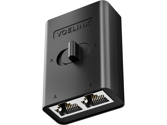 VCELINK 2 Port RJ45 Network Switch, Ethernet Splitter 2-in 1-Out or 1-in 2-Out, Power-Free Passive Ethernet Selector 1000Mbps Cat6/ Cat5e/ Cat5,...