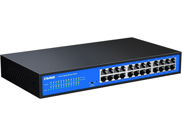 EWIND 2025 Upgraded 24 Port Gigabit Ethernet Switch with LED & Loop Prevention, Lifetime Protection, Plug & Play Unmanaged Network Switch, Fanless...