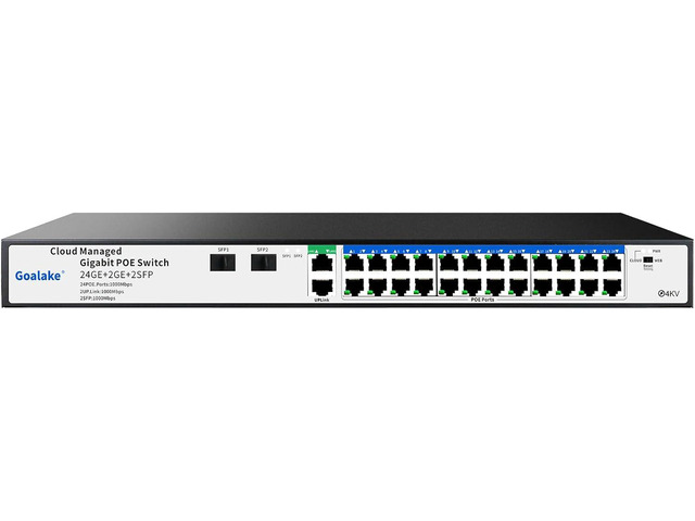Poe Switch, 24 Ports Gigabit PoE Switch, (24 Ports Gigabit PoE+ 2 Gigabit Uplink+ 2 SFP Slot) Managed Gigabit Ethernet Switch, 24 Poe Ports @360W,...
