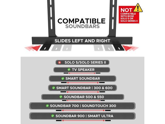 Sound Bass Universal Under TV Mount Black Compatible With Bose Smart Soundbar 300/500/550/600/700/900/Ultra, TV Speaker, Soundtouch 300 - Invisible...