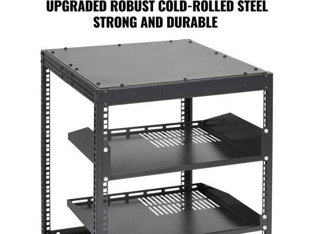 VEVOR 12U Open Frame Server Rack, 23-40 in Adjustable Depth, Free Standing or Wall Mount Network Server Rack, 4 Post AV Rack with Casters, Holds...