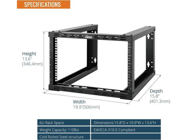 Tecmojo 6U Fixed Wall Mount Network Rack 15.8inch Depth Open Frame for Server Data/AV/IT/Communication/Computer Equipment/Patch Panel Heavy Duty