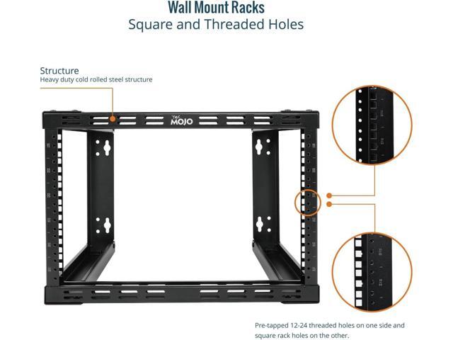 Tecmojo 6U Fixed Wall Mount Network Rack 15.8inch Depth Open Frame for Server Data/AV/IT/Communication/Computer Equipment/Patch Panel Heavy Duty