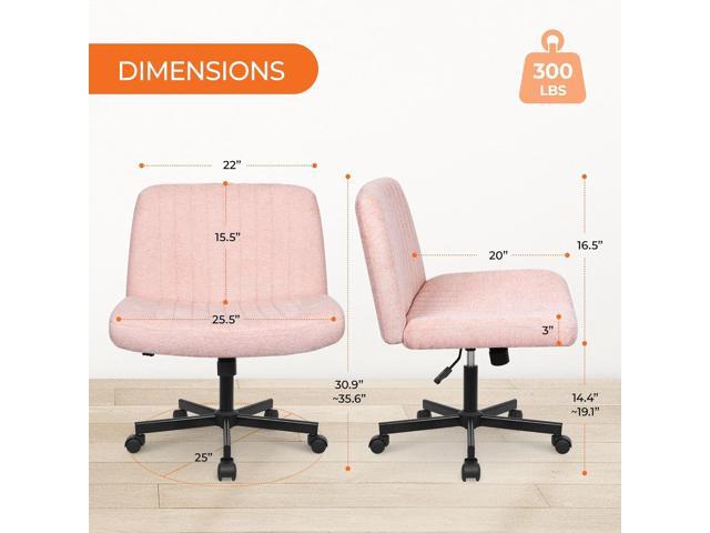Orange Factory Criss Cross Chair Wheels Wide Cross Legged Office Desk Vanity Chair Comfy Fabric Armless Adjustable Swivel for Home Computer Task...