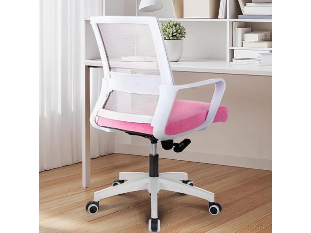 NEO CHAIR Office Chair Gaming Desk Computer Chair Ergonomic Mesh Mid Back with Wheels Lumbar Support Comfy Swivel Adjustable for Home (Pink)