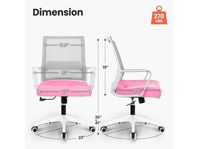 NEO CHAIR Office Chair Gaming Desk Computer Chair Ergonomic Mesh Mid Back with Wheels Lumbar Support Comfy Swivel Adjustable for Home (Pink)