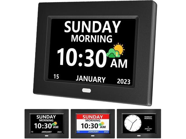 7 Inch Clock with Day and Date for Elderly Large Display Digital Clocks 12 Alarms 3 Display Modes Large Font Alzheimer's Clock Alarm Clocks for.