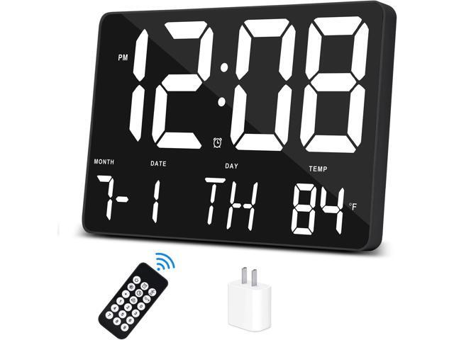 Amgico Digital Alarm Clock with Snooze, Temperature, Auto Dimming, 11.5' Large Display Calendar, Desk/Wall Clock for Bedroom, Living Room, Office,.