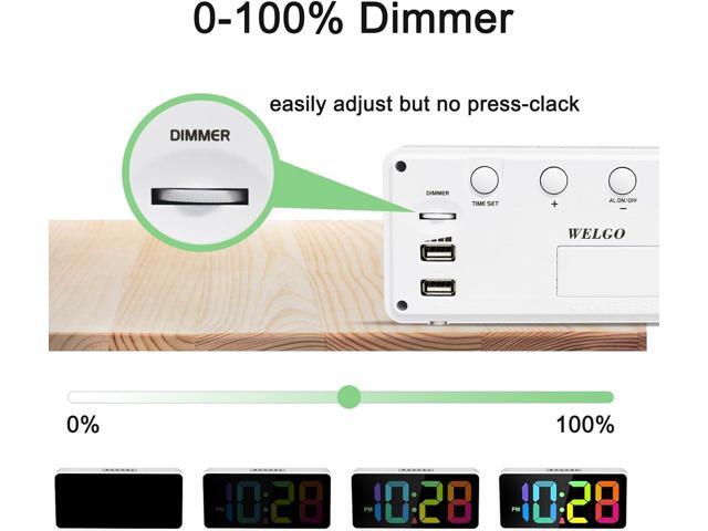 7.5 Inches Large Digital Alarm Clock for Seniors & Kids, 0-100% Dimmable Display, USB Charging Port, Adjustable Volume, Easy Operation, Snooze,...