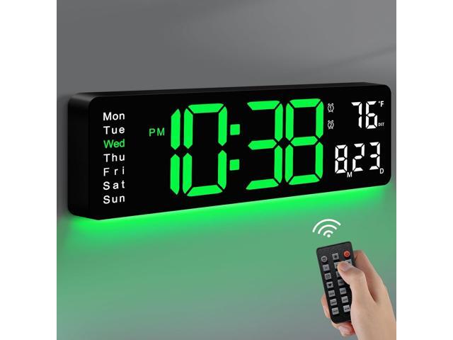 MASHI Digital Wall Clock, 16' Large Display Digital Clock with Remote Control, Auto-Dimming Wall Clock with Night Light, DST, Date Week,Temp for.