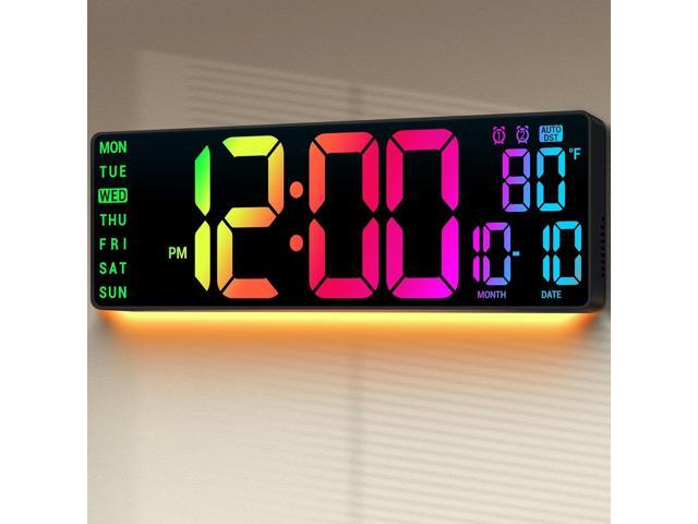 16.5' Large Digital Wall Clock: 11 RGB Colors Wall Mount Decor Clock for Living Room Bedroom Office Classroom, House Warming Gifts New Home Decor,.