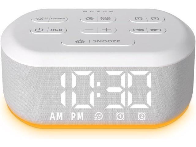 Brown Noise Machine Small Digital Alarm Clock Sound Machine for Bedrooms White Noise Machine Night Light Plug in Desk Clock with 30 Wake up Sounds.