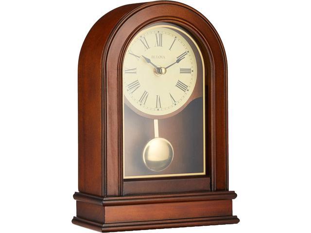 Bulova B7467 Hardwick Mantel Clock Traditional Hardwood Case with Walnut Finish Roman Numerals Elegant Timepiece for Home or Office