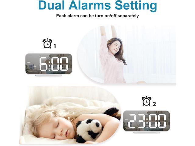 ALANAS Digital Alarm Clock for Bedrooms - Large LED Display, Dual Alarm, Snooze, 3-Level Brightness Dimmer, USB Charging Ports, Battery Backup,...