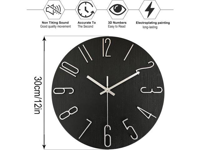 AIRUIFU Wall Clock 12 Inch Silent Non-Ticking Modern Clocks Battery Operated - Analog Small Classic for Office, Home, Bathroom, Kitchen, Bedroom,...