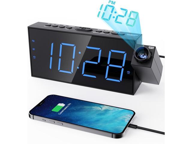 OnLyee Projection Alarm Clock for Bedroom, LED Digital on Ceiling Wall with USB Phone Charging, Battery Backup, 180° Rotatable Projector & Dimmer,...