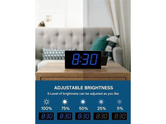 OnLyee Projection Alarm Clock for Bedroom, LED Digital on Ceiling Wall with USB Phone Charging, Battery Backup, 180° Rotatable Projector & Dimmer,...
