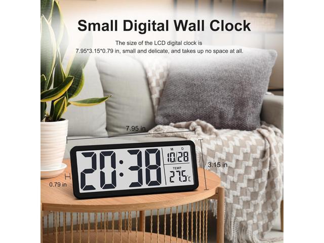 JoFomp LCD Digital Wall Clocks Battery Operated, 8.5' Modern Wall Clocks for Living Room Decor, Simple Digital Wall Clock with...